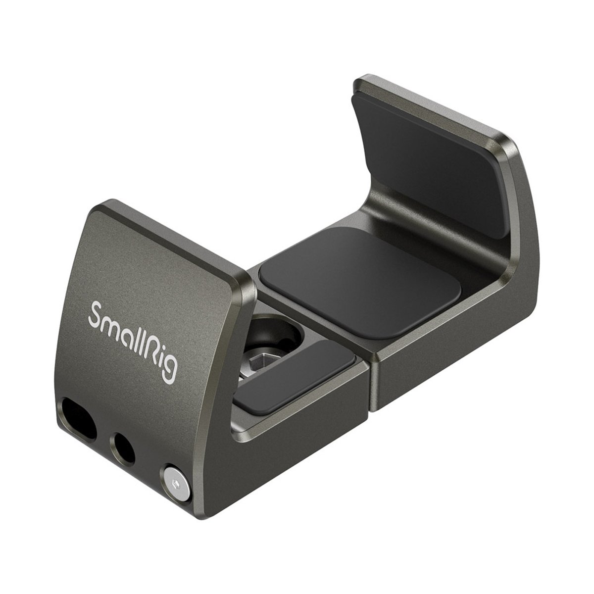 SmallRig 2790 Halterung für tragbare Powerbanks 53 mm bis 81 mm - Schräge Ansicht der geöffneten SmallRig Halterung