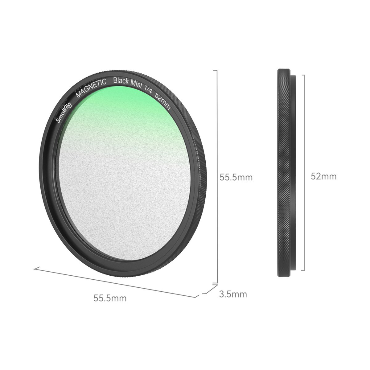 SmallRig 4217 MagEase Magnetic 1/4 Effect Black Mist Filter 52 mm - Ansichten und Abmessungen