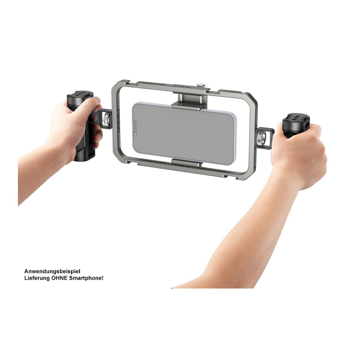 SmallRig 4121 All-in-One Video Kit Basic - Anwendungsbeispiel: Smartphone-Rig von Händen gehalten