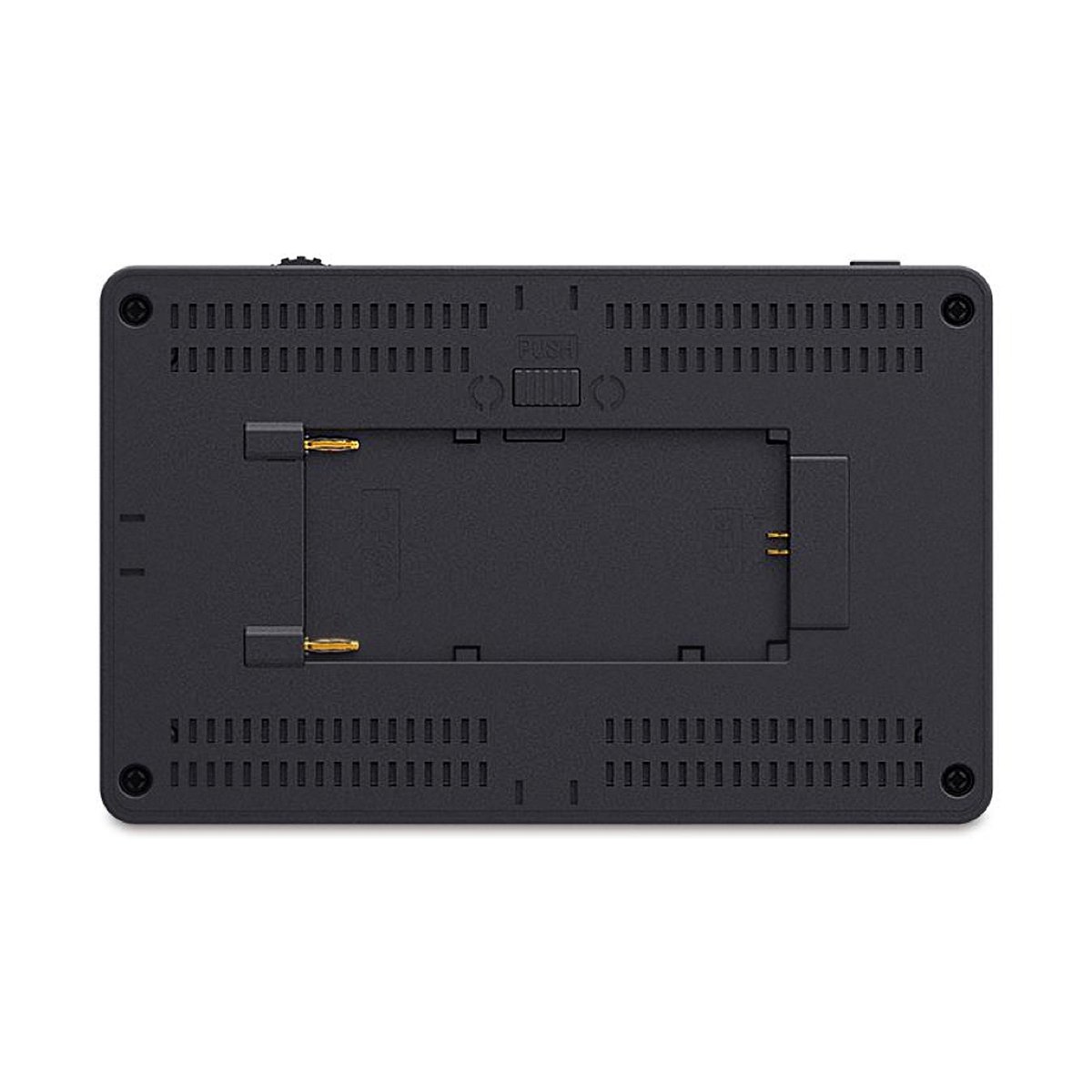 Feelworld 6" 4K F6 Plus V2 HDMI Touch Screen monitor with LUT's - Rückansicht des Produkts mit Akkuhalterung und Belüftung. Feelworld 6" 4K F6 Plus V2 HDMI Touch Screen monitor with LUT's - Rückansicht des Produkts mit Akkuhalterung und Belüftung.