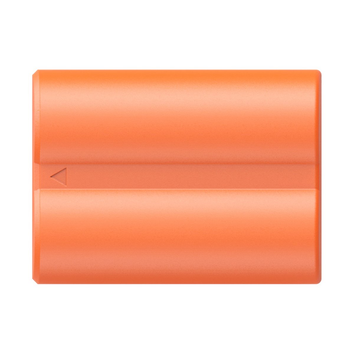 SmallRig 4970 NP-W235 USB-C Rechargeable Camera Battery (Orange) - Oberansicht eines orangefarbenen Akkus mit Dreieck-Markierung