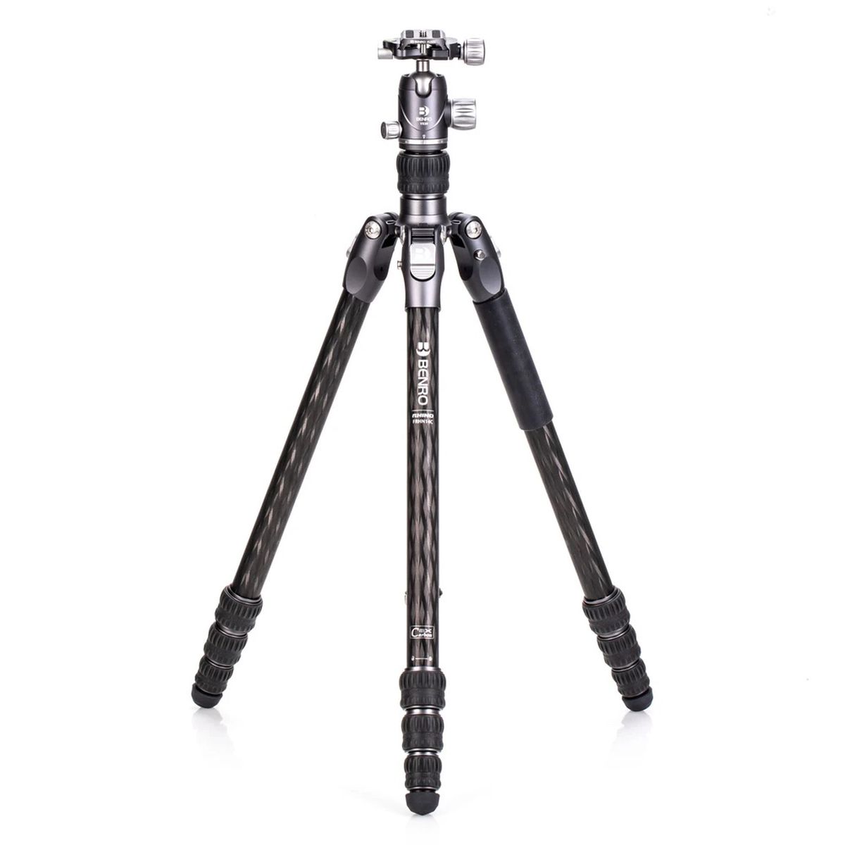 Benro Rhino Series Carbon Fibre FRHN14C + VX20 Stativkit leicht ausgeklappt Vorderansicht