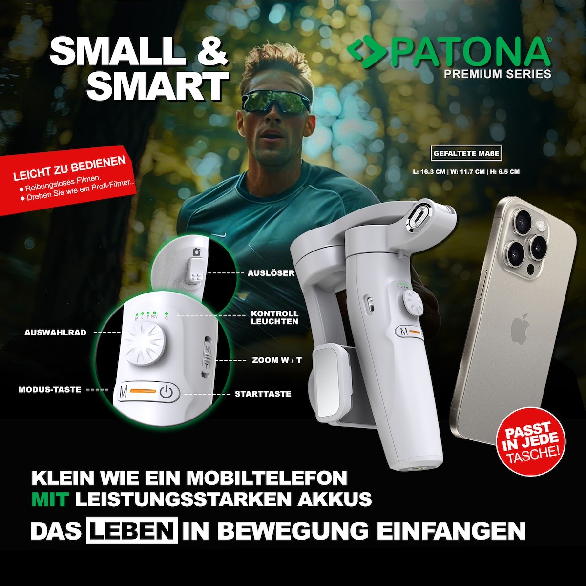 Patona Premium 3-Achsen Gimbal f. Smartphone