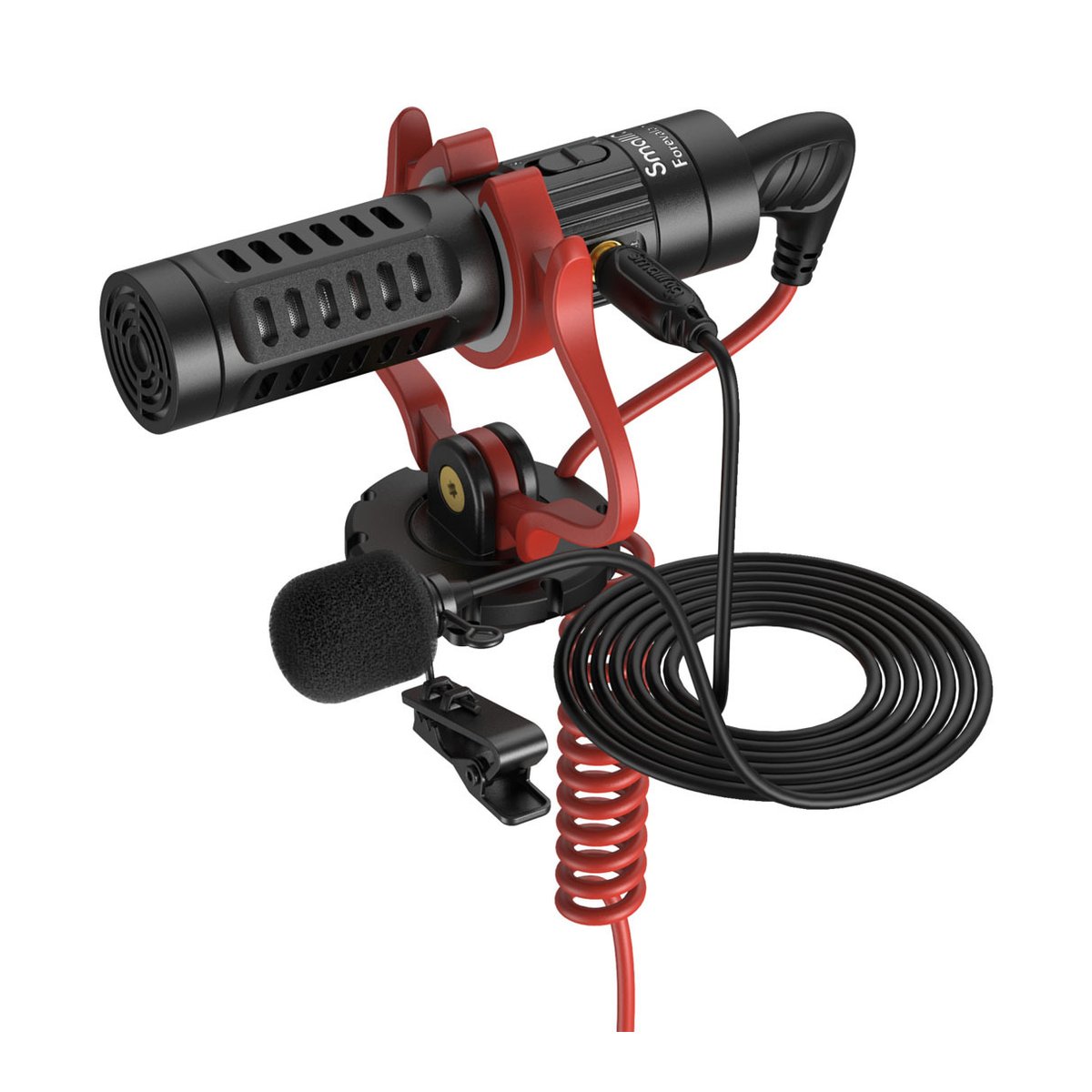 SmallRig 3468 Forevala S20 Mikrofon für Kamera - Lieferumfang: Shotgun-Mikrofon, Lavaliermikrofon, verschiedene Kabel und Clip.