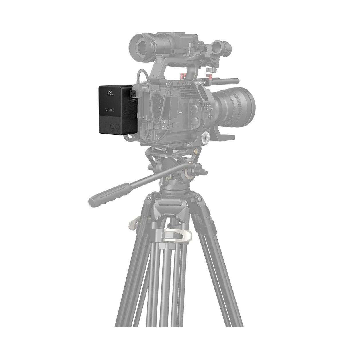 SmallRig 3580B VB99 mini V-Mount Akku - Anwendungsbeispiel: Powerbank seitlich an professioneller Videokamera montiert. SmallRig 3580B VB99 mini V-Mount Akku - Anwendungsbeispiel: Powerbank seitlich an professioneller Videokamera montiert.