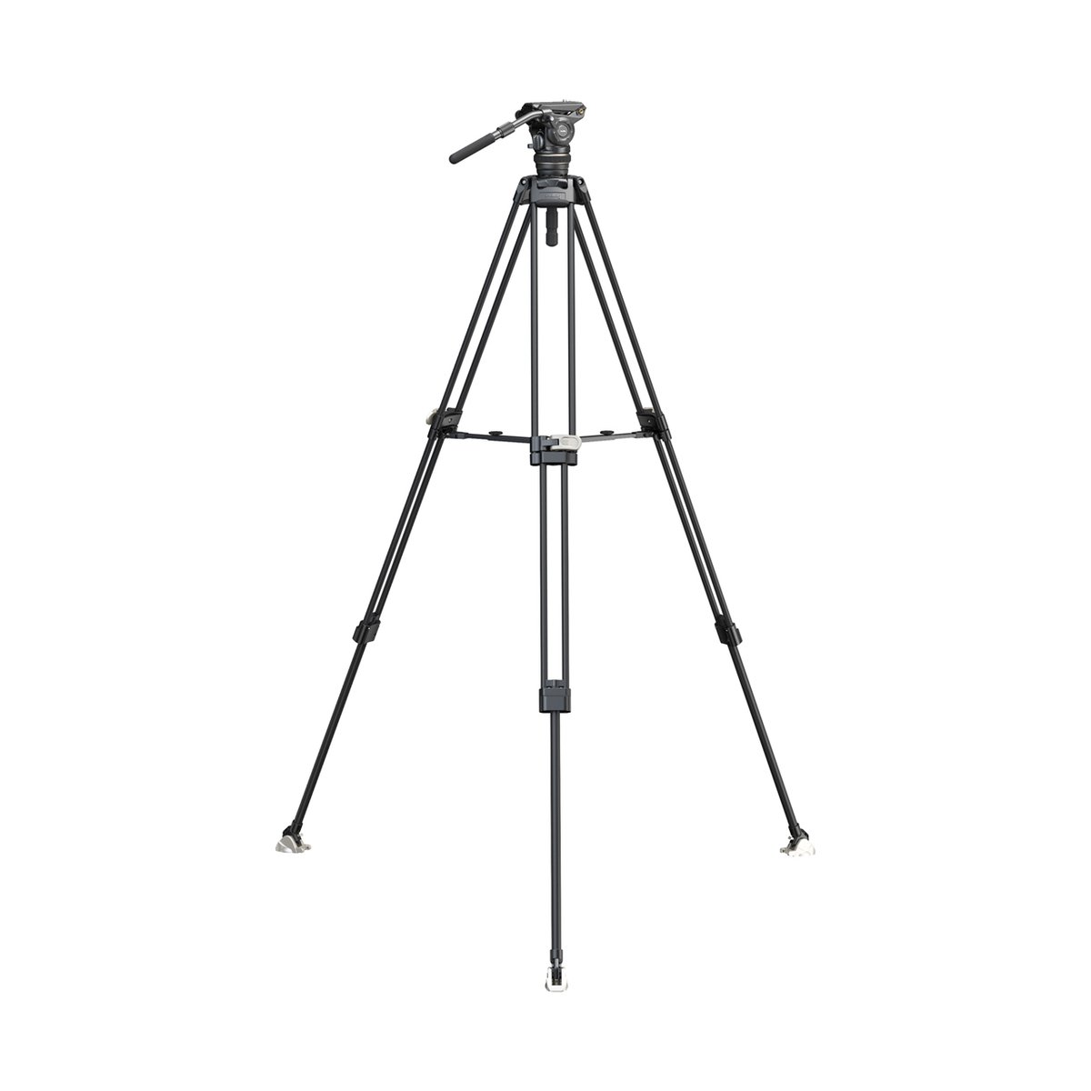 SmallRig 4463 Heavy-Duty Carbon Fiber Tripod Kit AD-120 - Frontansicht des schwarzen Video-Stativs mit Fluidkopf