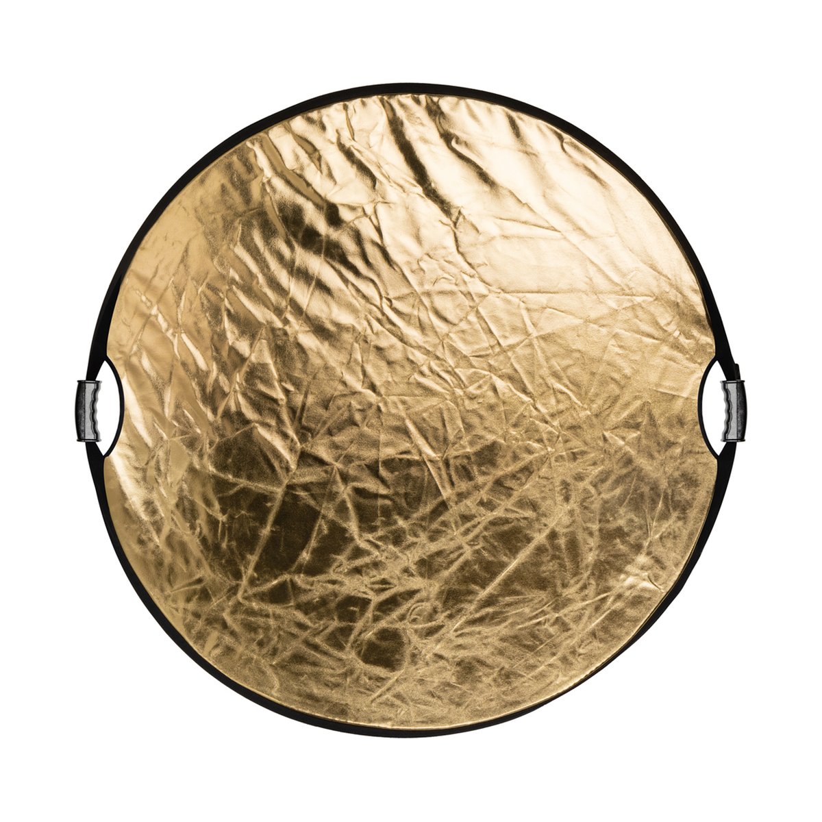 SmallRig 4131 5-in-1 Rundreflektor 42" zusammenklappbar mit Griff - Frontansicht eines runden, goldenen Faltreflektors mit Griffen.