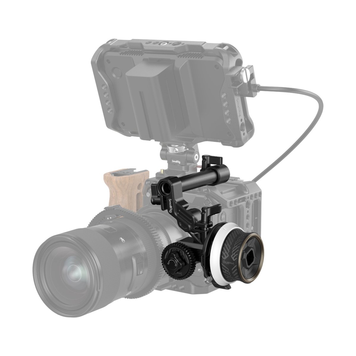 SmallRig 3010C Mini Follow Focus F40 Halterung - Anwendungsbeispiel: SmallRig Follow Focus am Kamera-Setup montiert