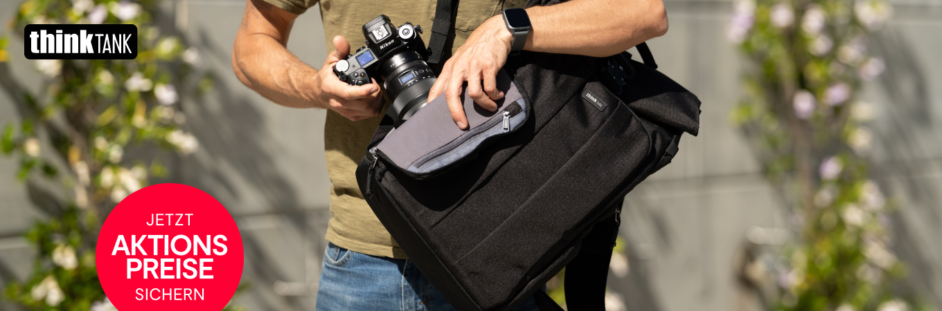 Think Tank Kameratasche mit Kamera im Einsatz – jetzt Aktionspreise für Fotografen entdecken