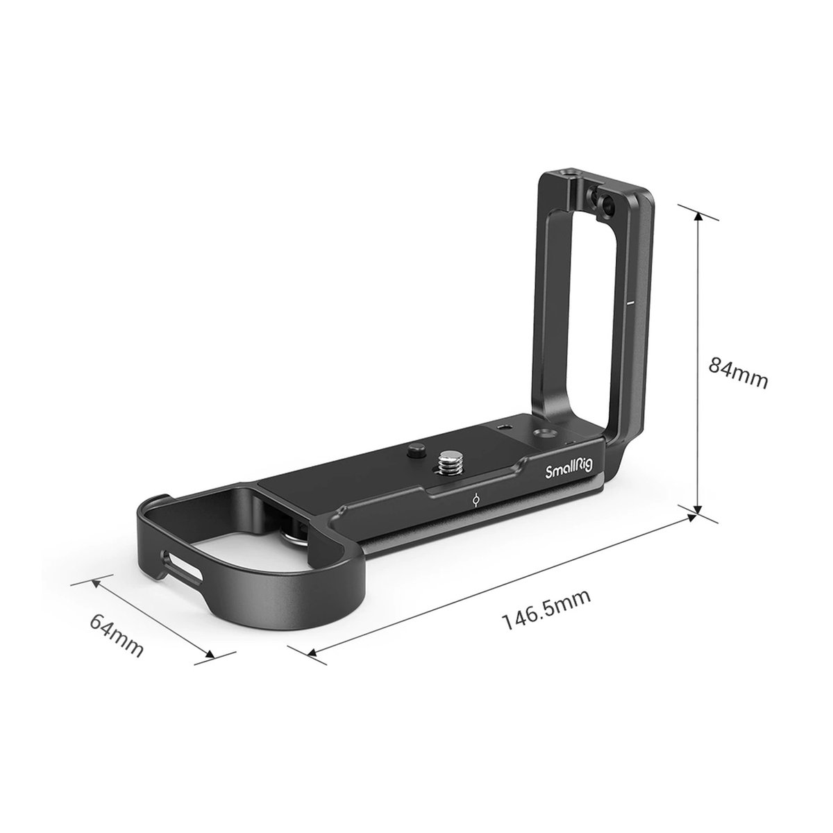 SmallRig 2947 L-Bracket Nikon Z5/6II/7II - Isometrische Ansicht des SmallRig L-Winkels mit Produktmaßen