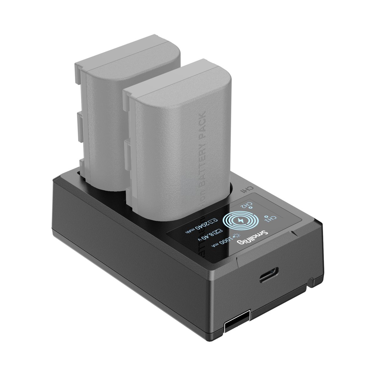 SmallRig 4084 LP-E6NH Akku Ladegerät - Ladestation mit zwei Akkus und Ladeanzeige