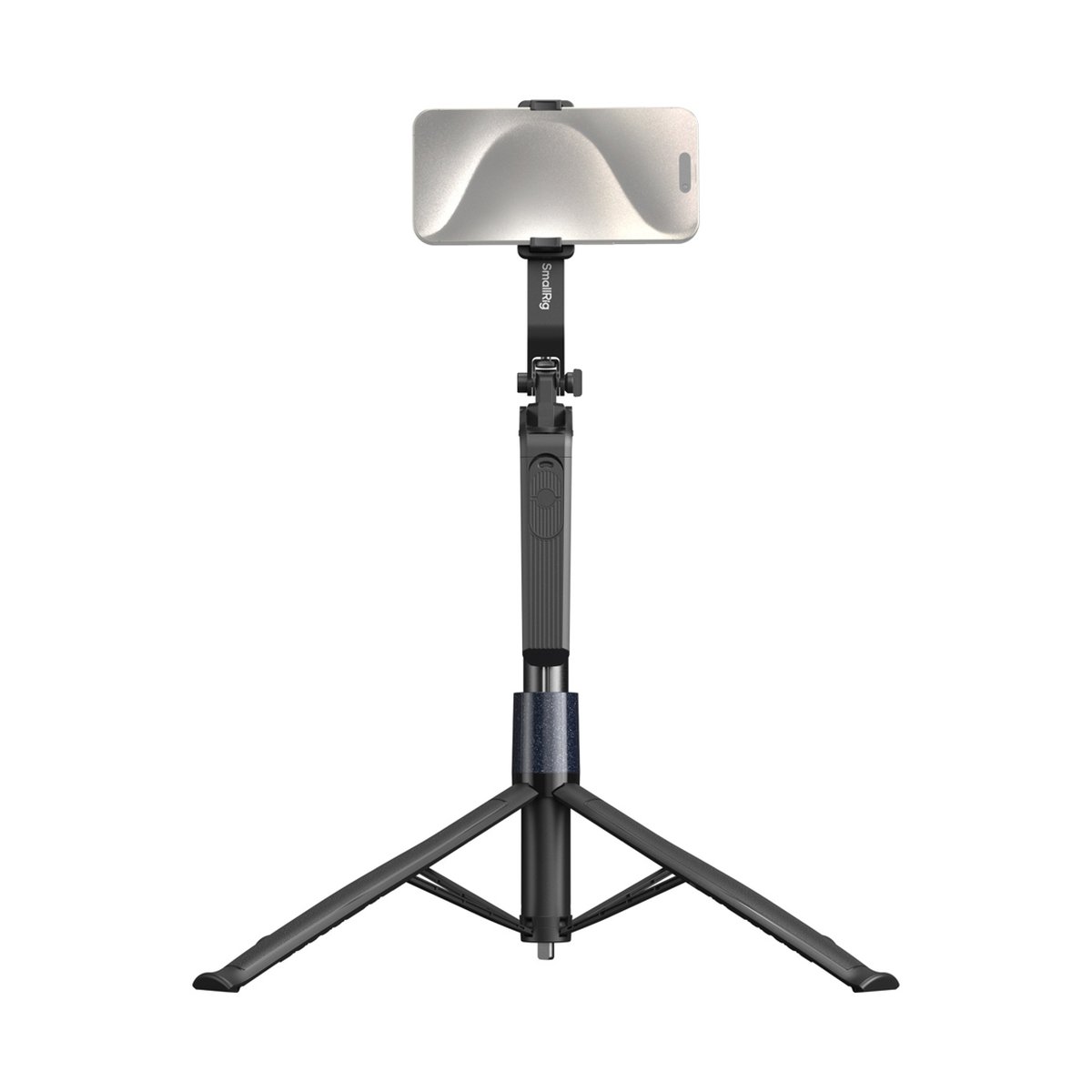 SmallRig 4668 PT60 Windproof Live Broadcast Stabilizer Stand Encore - Anwendungsbeispiel: Schwarzer SmallRig Selfie-Stick als Stativ mit montiertem Smartphone. SmallRig 4668 PT60 Windproof Live Broadcast Stabilizer Stand Encore - Anwendungsbeispiel: Schwarzer SmallRig Selfie-Stick als Stativ mit montiertem Smartphone.