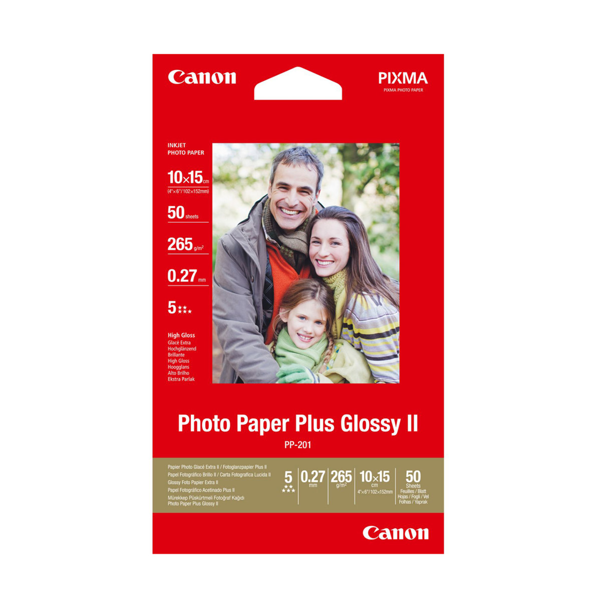 Canon PP-201 Fotoglanzpapier Plus II 10x15 50 Blatt 265g/m²