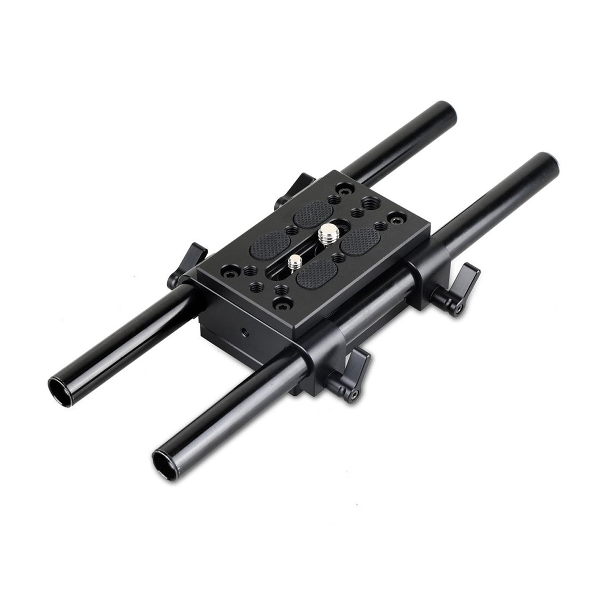 SmallRig 1798 Basisplatte m. 15mm Doppelklemme für schwere Kamera-Rigs - Detailansicht Kamera Basisplatte mit Rod-System SmallRig 1798 Basisplatte m. 15mm Doppelklemme für schwere Kamera-Rigs - Detailansicht Kamera Basisplatte mit Rod-System