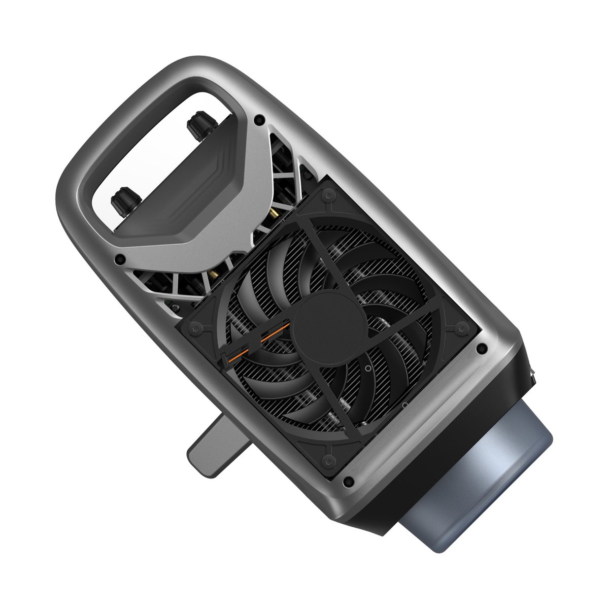 SmallRig 3976 RC 450B Bi-Color LED- Videoleuchte - Topansicht eines grauen tragbaren Kühlers mit großem Lüfter
