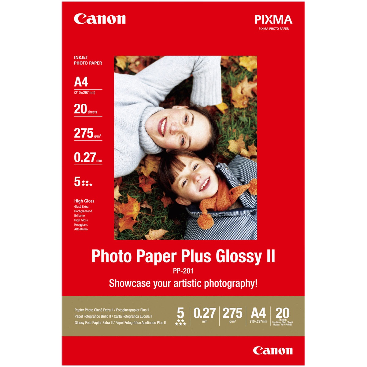 Canon PP-201 Fotoglanzpapier Plus II A4, 20 Blatt 265g/m² Canon PP-201 Fotoglanzpapier Plus II A4, 20 Blatt 265g/m²