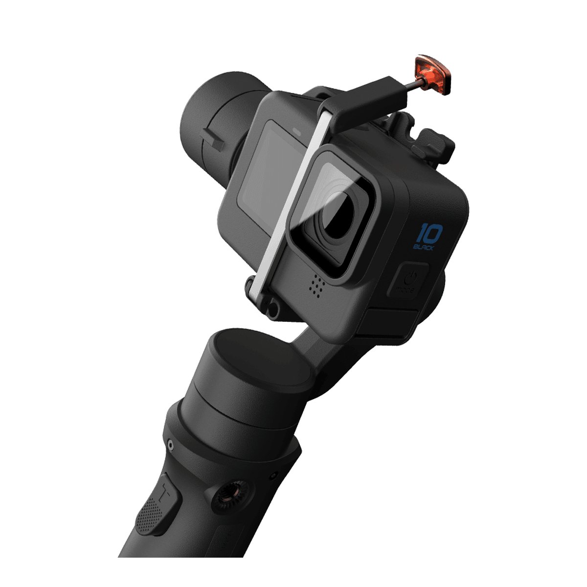 Hohem iSteady Pro4 - Detailansicht: GoPro Hero 10 Black auf Gimbal, schräge Frontansicht