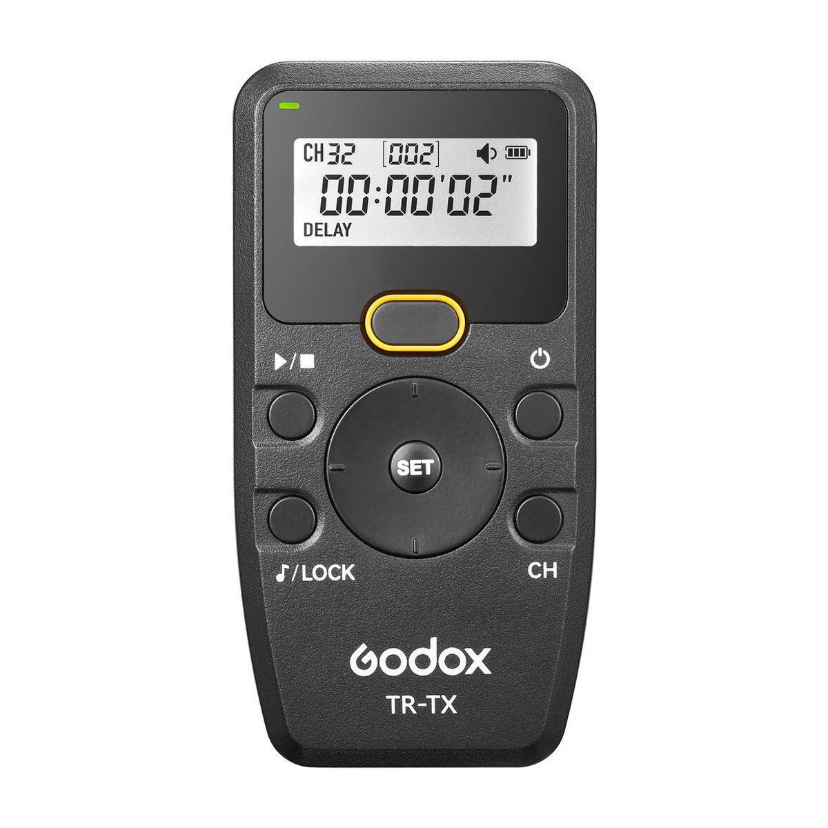 Godox Digital Timer Remote TR-N3 Nikon - Frontansicht des Godox TR-TX Funkauslösers mit Display und Bedienelementen