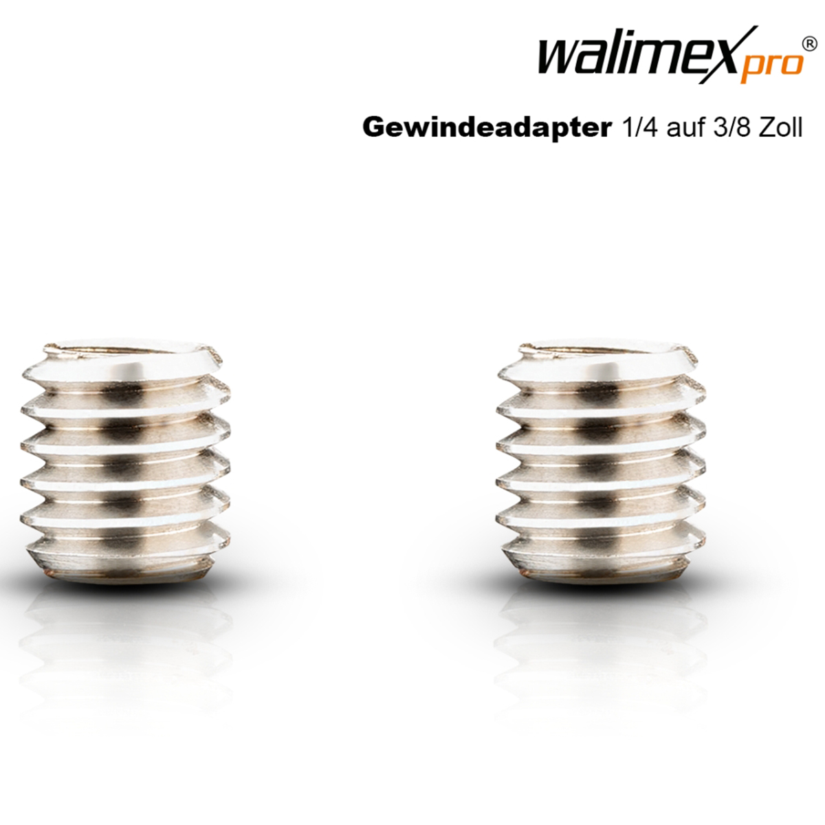 Walimex pro Gewindeadapter 1/4 auf 3/8 Zoll, 2x Walimex pro Gewindeadapter 1/4 auf 3/8 Zoll, 2x