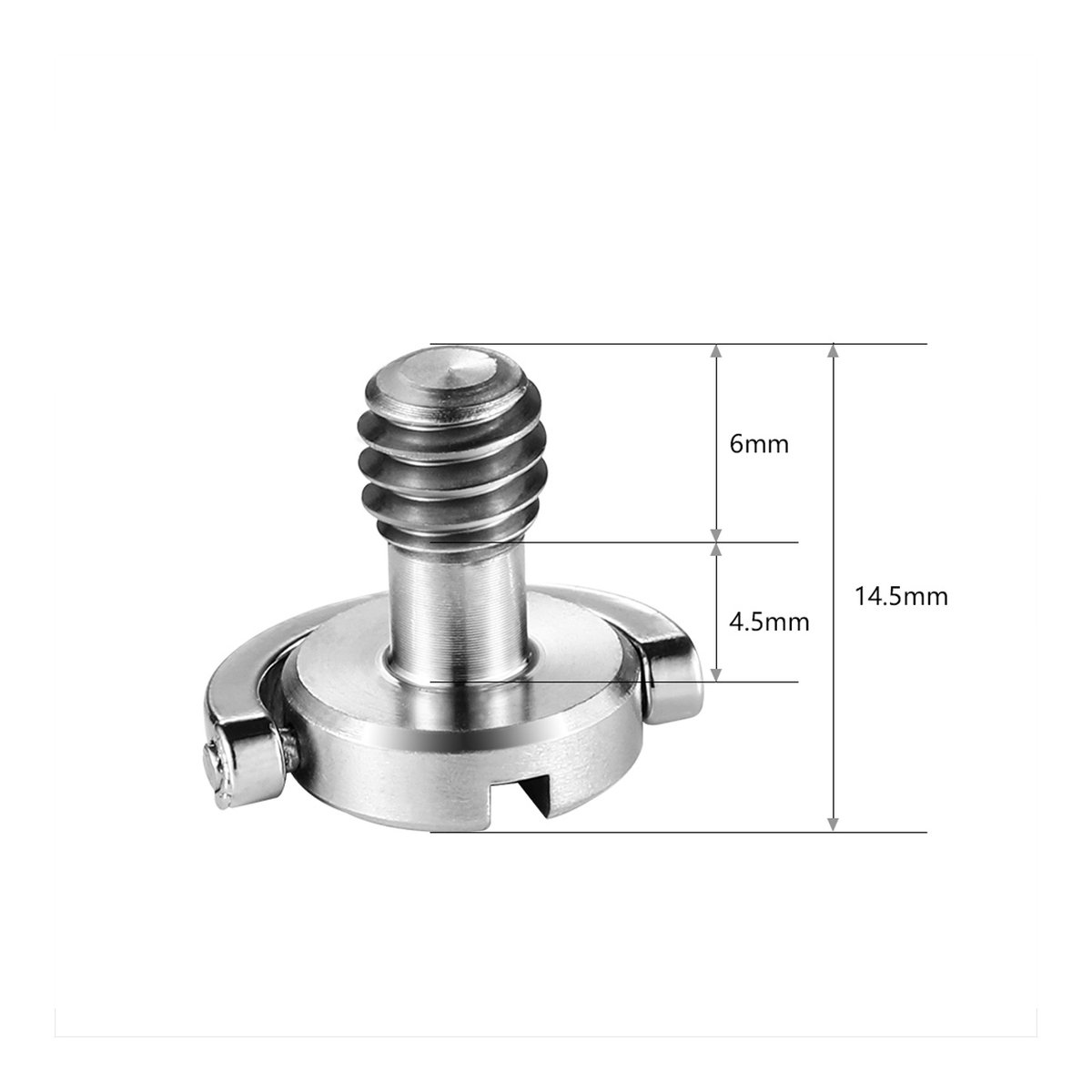 SmallRig 838 QR-Kamera Fixierschrauben mit D-Ring (2er-Pack) - Seitenansicht des Schraubadapters mit Maßangaben