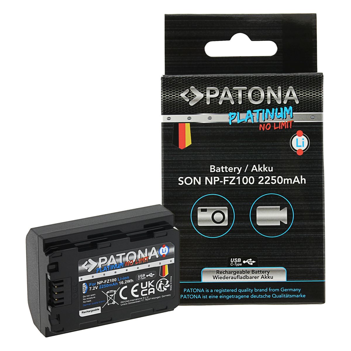 Patona Platinum Akku mit USB-C Input für Sony NP-FZ100 Patona Platinum Akku mit USB-C Input für Sony NP-FZ100