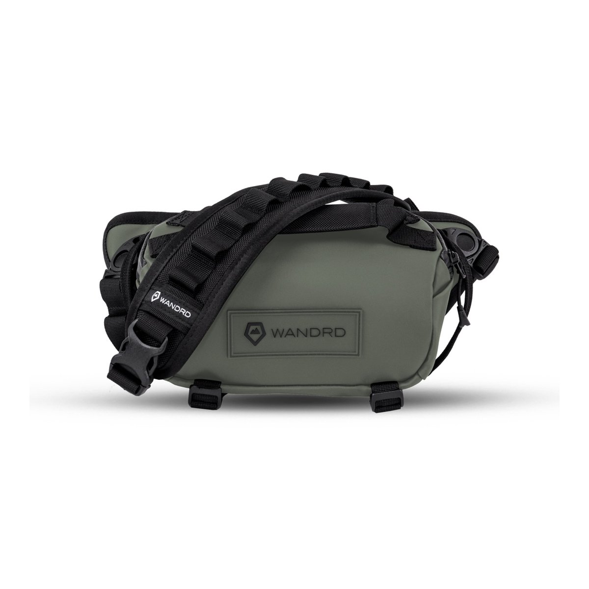 WANDRD ROGUE Sling 3L Wasatch Green - Grüne WANDRD Hüfttasche, Vorderansicht mit Schultergurt