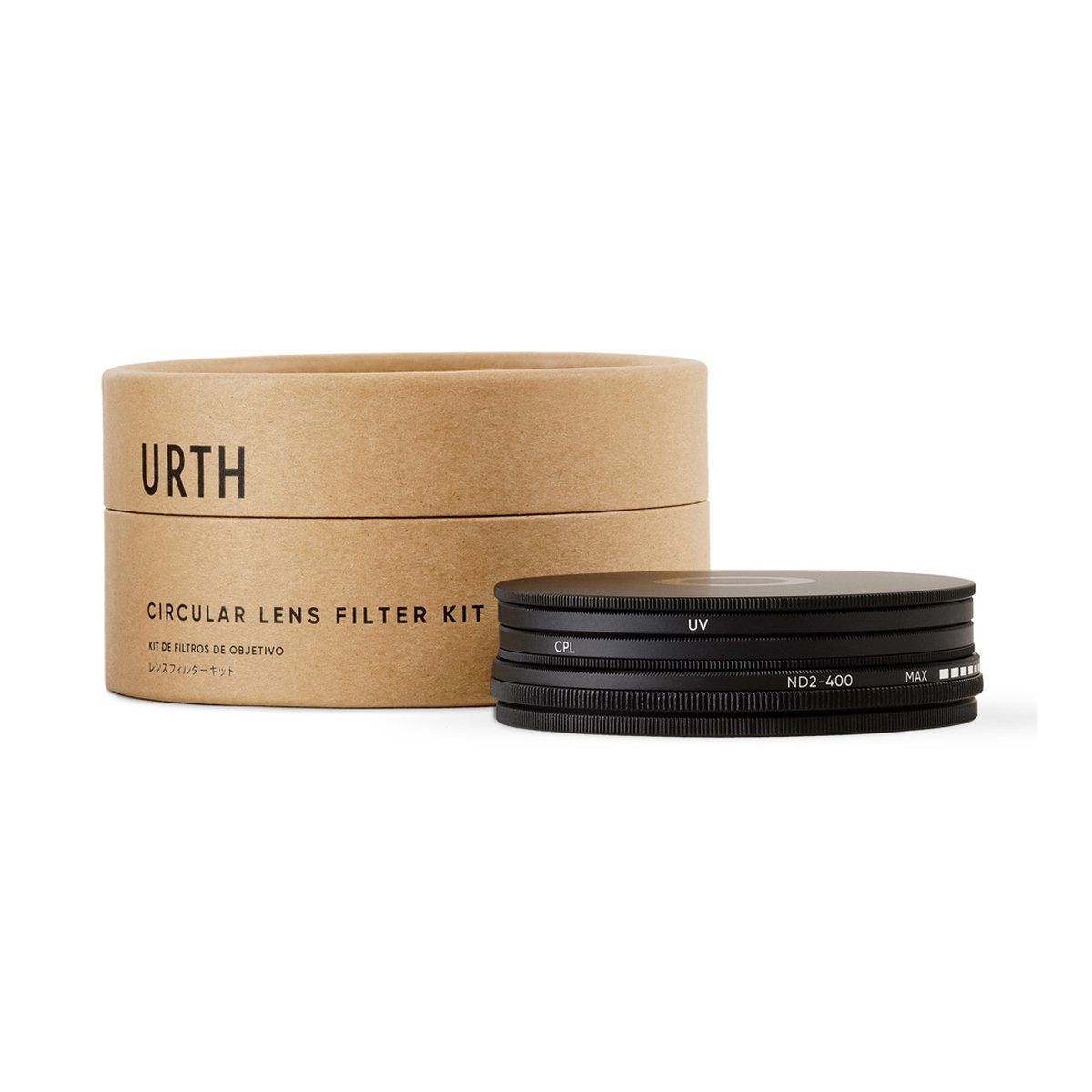 Urth 37mm UV, Circular Polarizing (CPL), ND2-400 Objektivfilter-Kit - LIEFERUMFANG: URTH CIRCULAR LENS FILTER KIT MIT VERPACKUNG UND GESTAPELTEN CPL, UV, ND FILTERN.