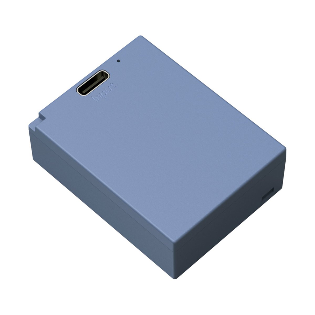 SmallRig 5062 NPW126S USB-C Rechargeable Camera Battery, Li-Ion Akku blau - Blaugraues Gerät: Detailansicht des USB-C Input-Anschlusses auf der Oberseite.