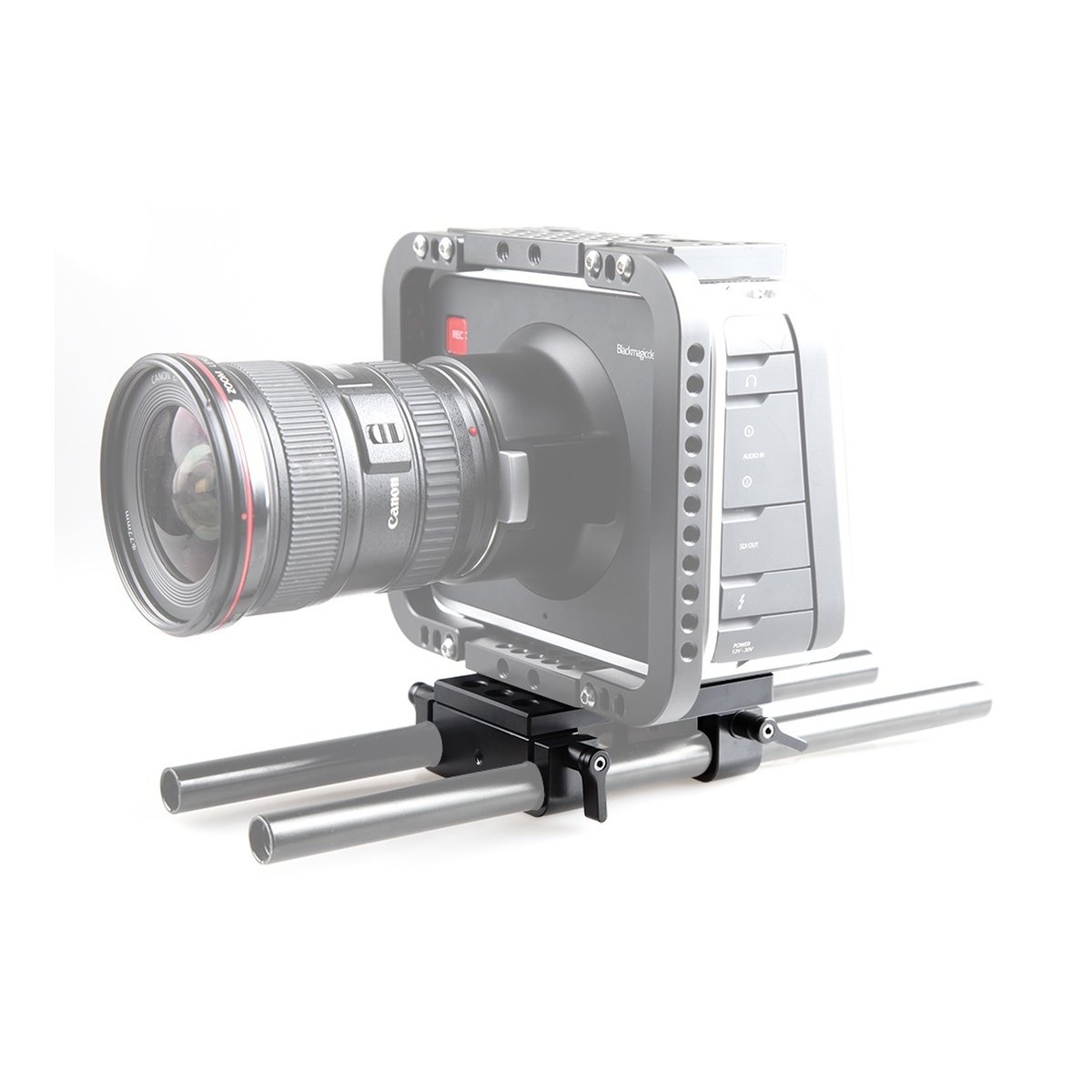 SmallRig 1775 Befestigungsplatte 15 mm mit doppelter 15 mm-Rodaufnahme - Film-Kamera auf Rod-System mit Käfig und Objektiv