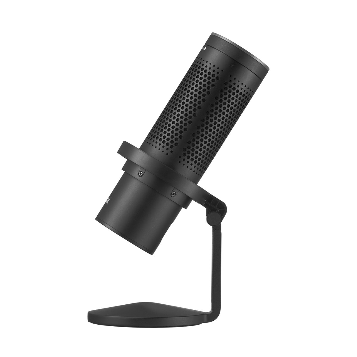 Godox RGB USB Condenser Microphone (w/ app control) EM68G - Produktansicht: Schwarzes Mikrofon auf Standfuß, schräg von vorn oben.