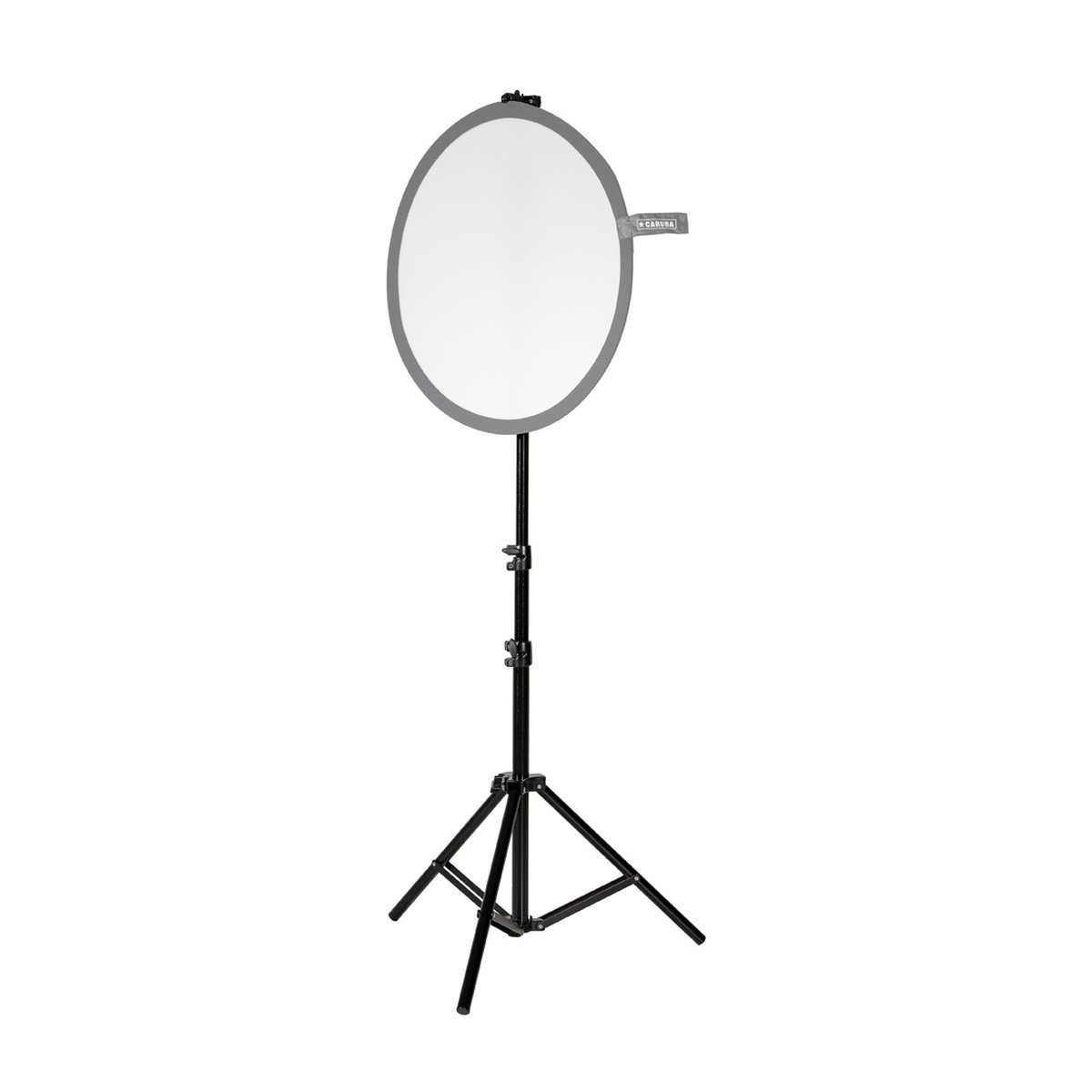 Caruba Lampenstativ  LS-7 Aluminium Reflector Holder (90-220cm) - Frontansicht: Runder Diffusor auf Stativ