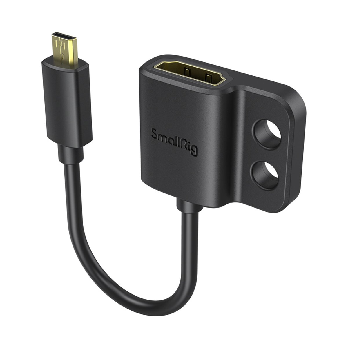 SmallRig 3021 Ultra Slim 4K HDMI 2.0 Adapter-Kabel (D zu A) - Produktansicht des SmallRig HDMI Adapters mit Micro USB und Montagelöchern