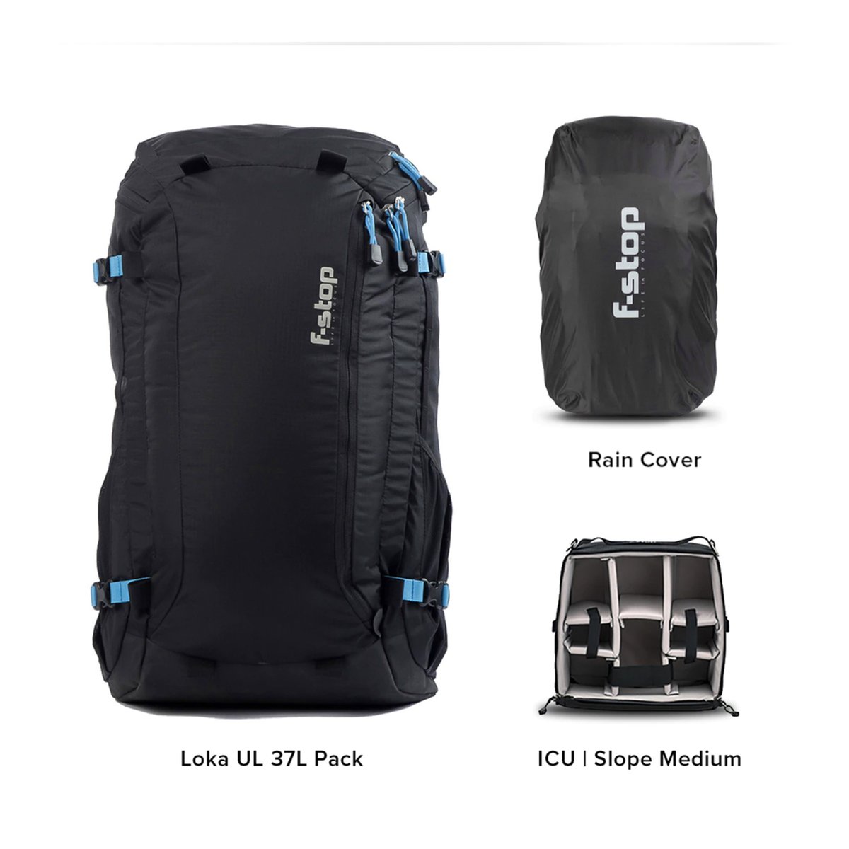 F-Stop Loka UL Essentials Bundle - Lieferumfang: Rucksack, Regenschutz und Kamera-Einsatz