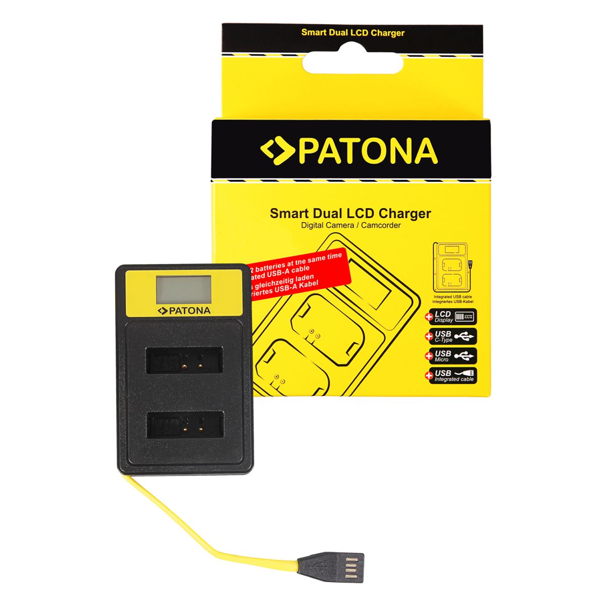 Patona Dual LCD USB Ladegerät Canon NB-13L