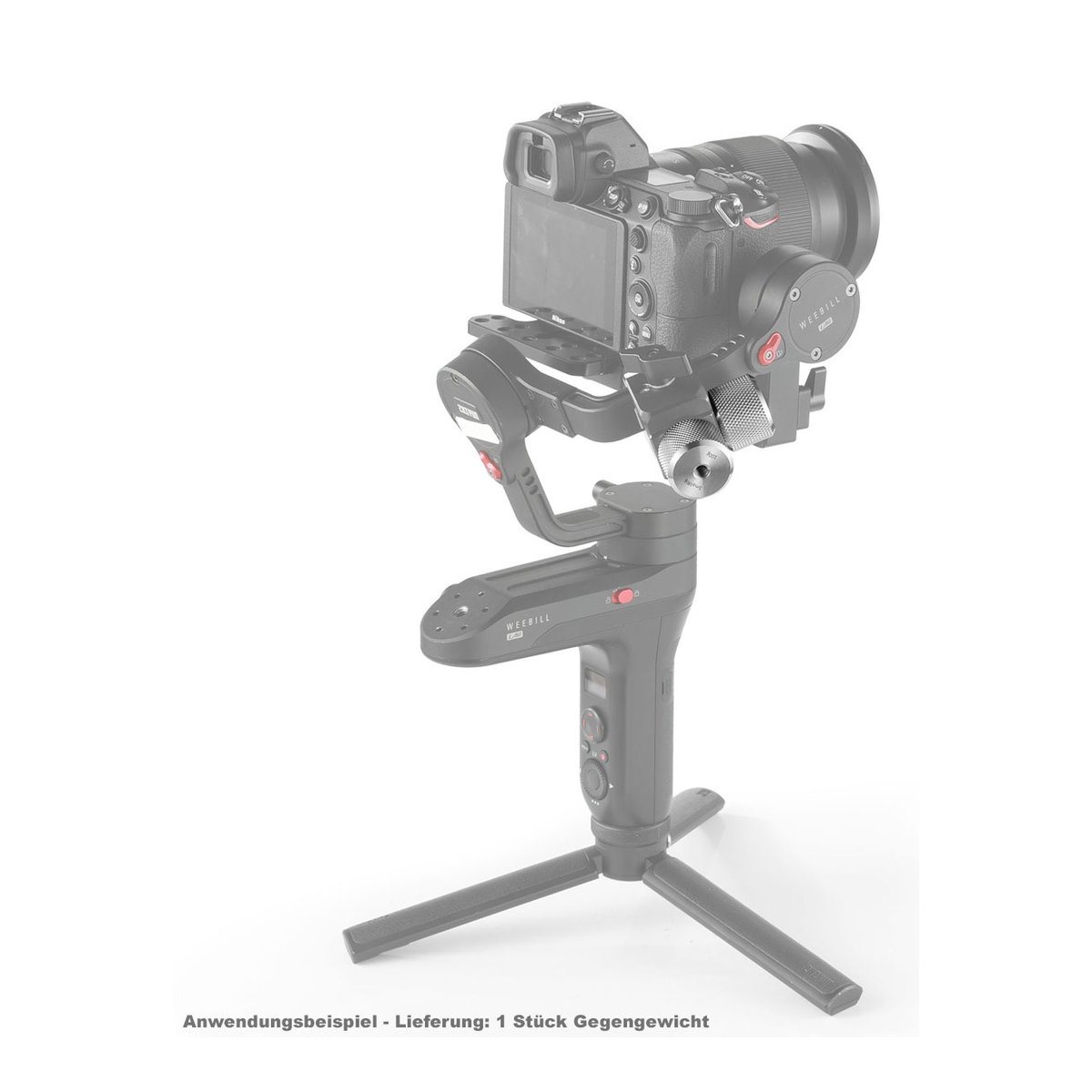 SmallRig 2284 Gegengewicht 100 g für Ronin S und Zhiyun Gimbal - Anwendungsbeispiel: Gegengewicht montiert an Gimbal mit Kamera SmallRig 2284 Gegengewicht 100 g für Ronin S und Zhiyun Gimbal - Anwendungsbeispiel: Gegengewicht montiert an Gimbal mit Kamera