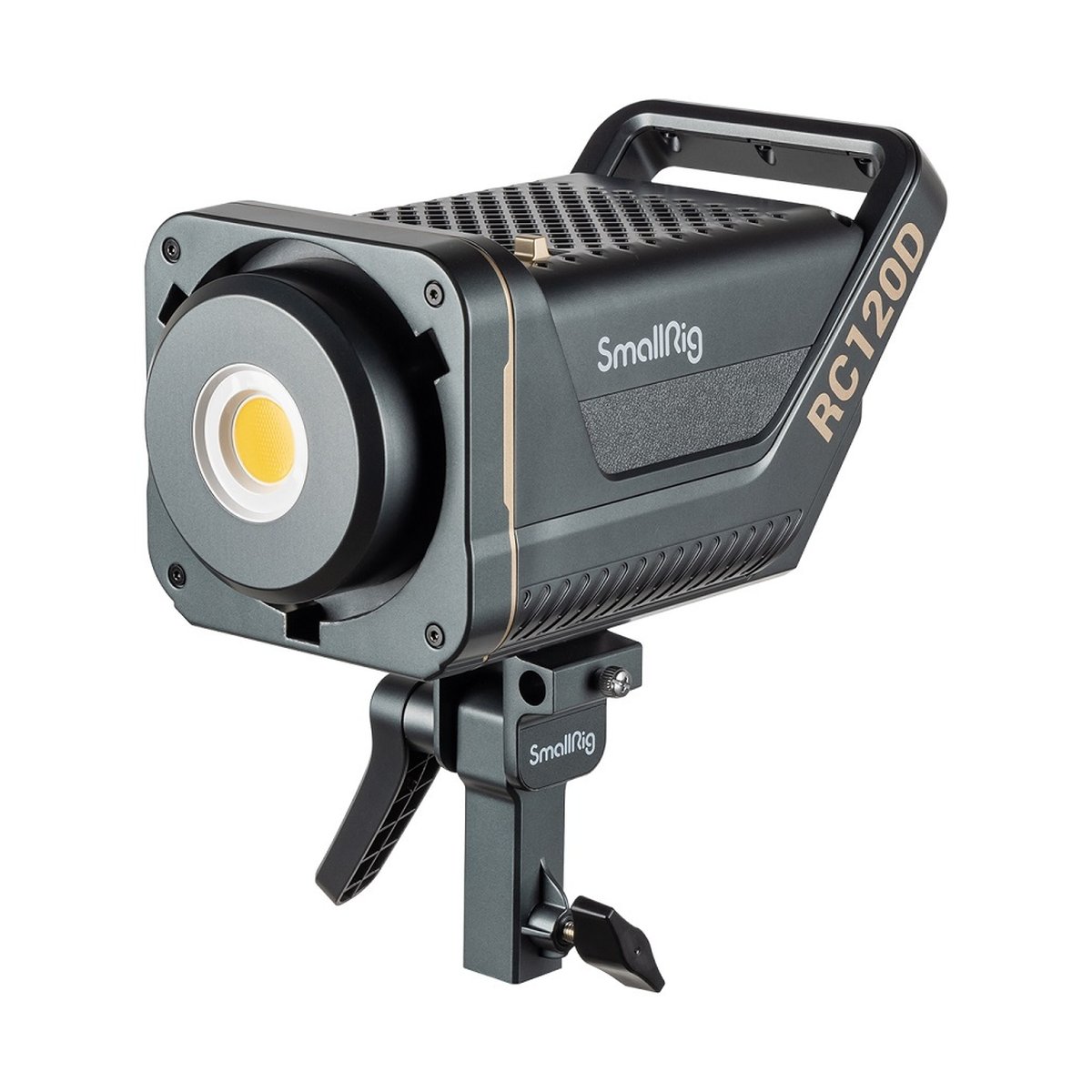 SmallRig 3612 RC 120D Tageslicht LED-Videoleuchte - Frontansicht der SmallRig RC120D LED-Videoleuchte mit Bügel und COB-Chip