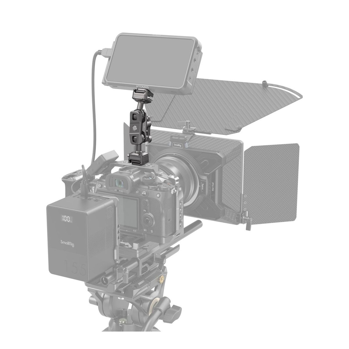SmallRig 4488 HawkLock H21 QR Magic Arm mit Ball Head - Anwendungsbeispiel: Doppel-Kugelkopf-Arm mit Monitor auf Kamera-Rig SmallRig 4488 HawkLock H21 QR Magic Arm mit Ball Head - Anwendungsbeispiel: Doppel-Kugelkopf-Arm mit Monitor auf Kamera-Rig