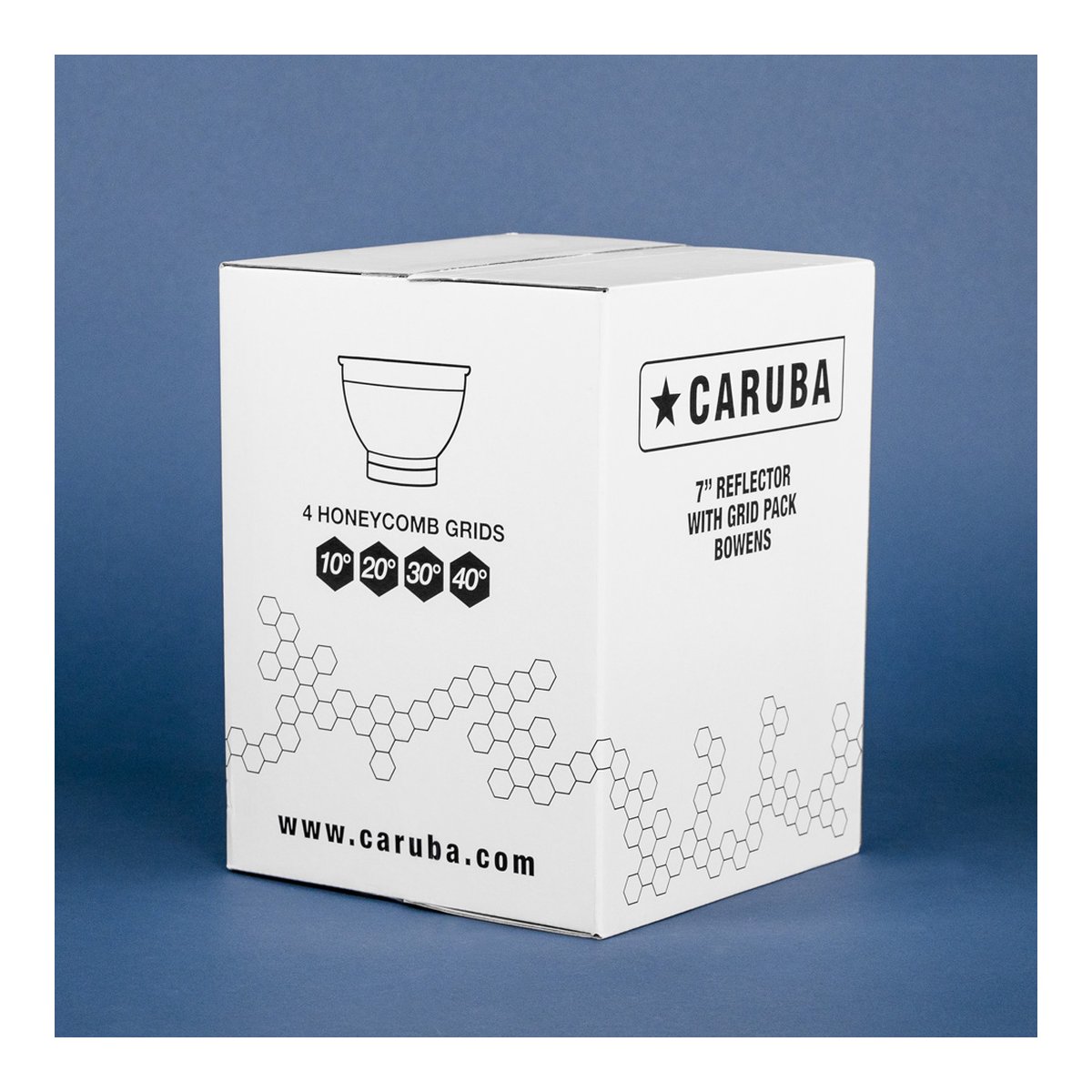 Caruba 7" Reflektor mit Grid Packet (Bowens) - Verpackung des Caruba 7 Zoll Reflektor-Sets mit Wabenrastern Caruba 7" Reflektor mit Grid Packet (Bowens) - Verpackung des Caruba 7 Zoll Reflektor-Sets mit Wabenrastern
