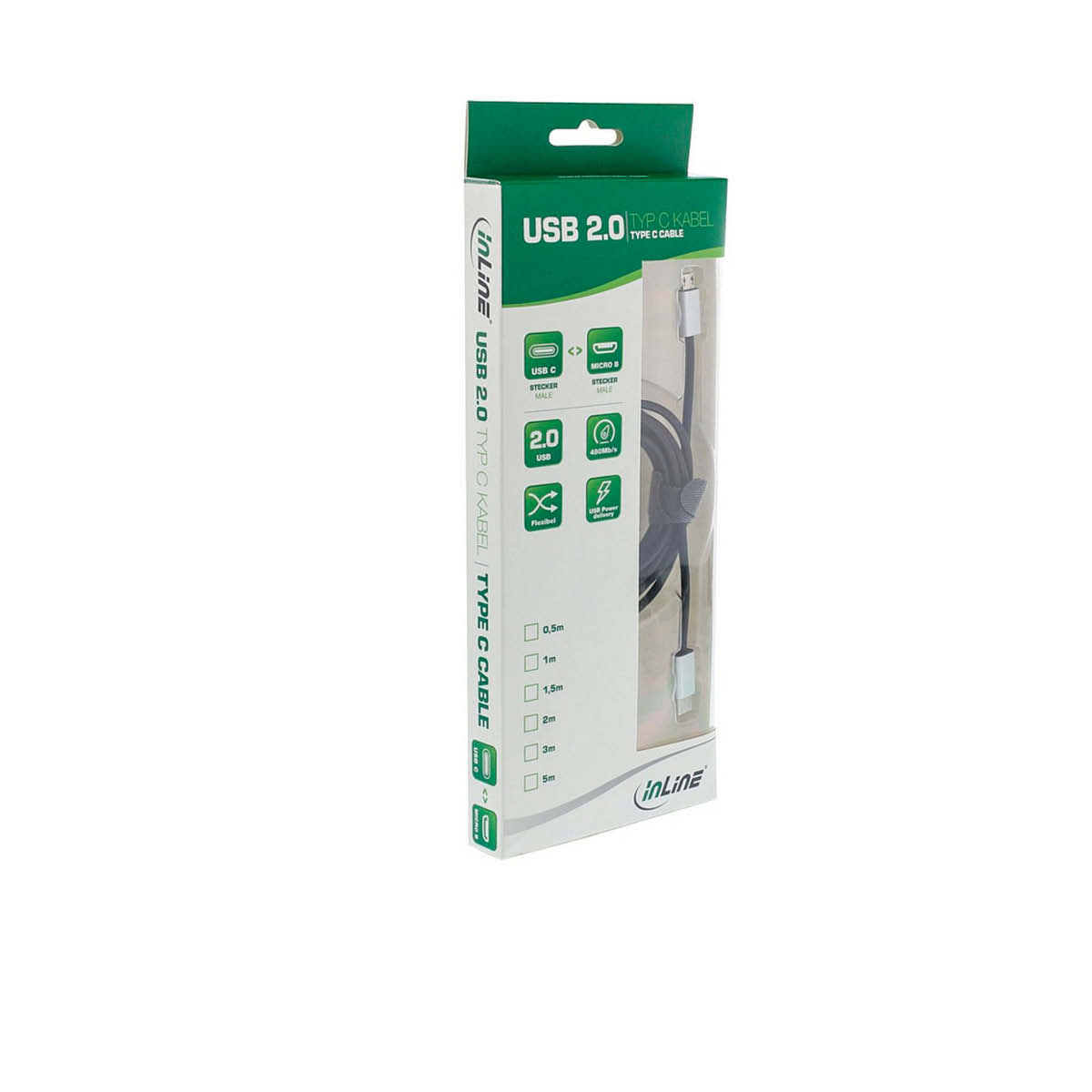 InLine USB 2.0 C an Micro-B 0,5 m Kabel Schwarz