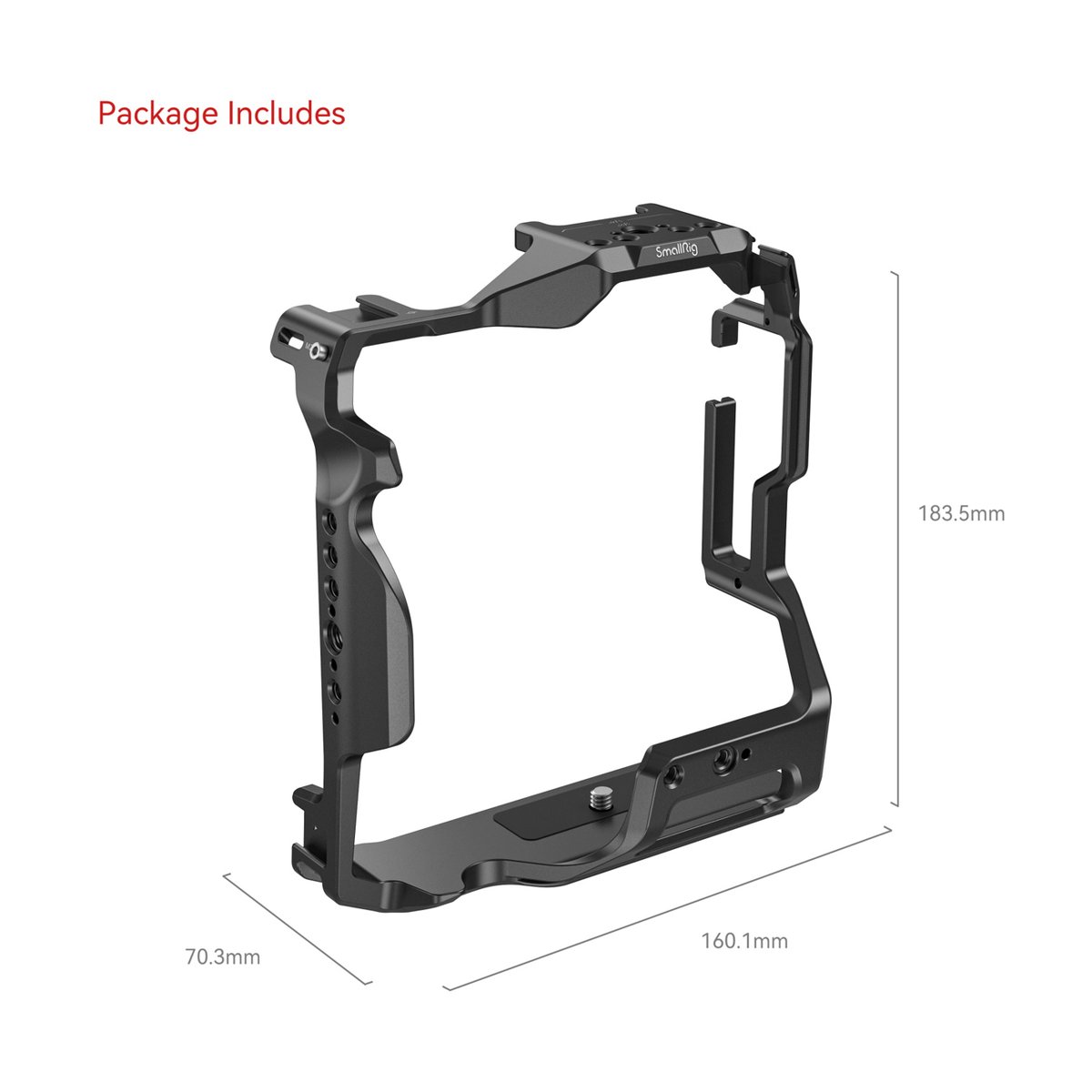SmallRig 3982 Cage für Nikon Z 8 mit MB-N12 Batteriegriff - Lieferumfang des Kamera-Cages mit Maßangaben