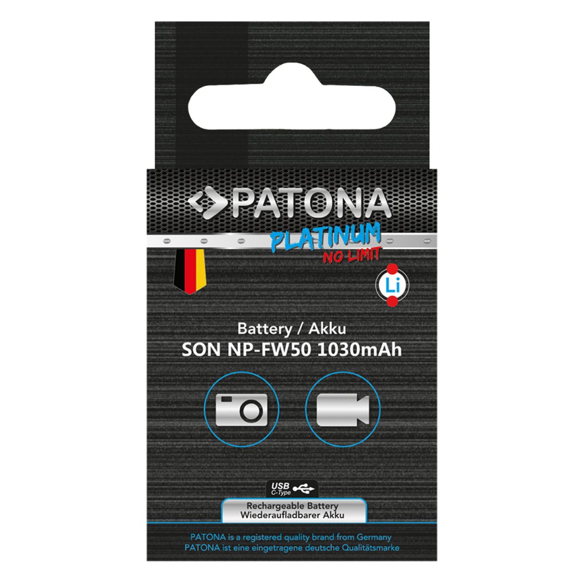 Patona Platinum Akku mit USB-C Input Sony NP-FW50