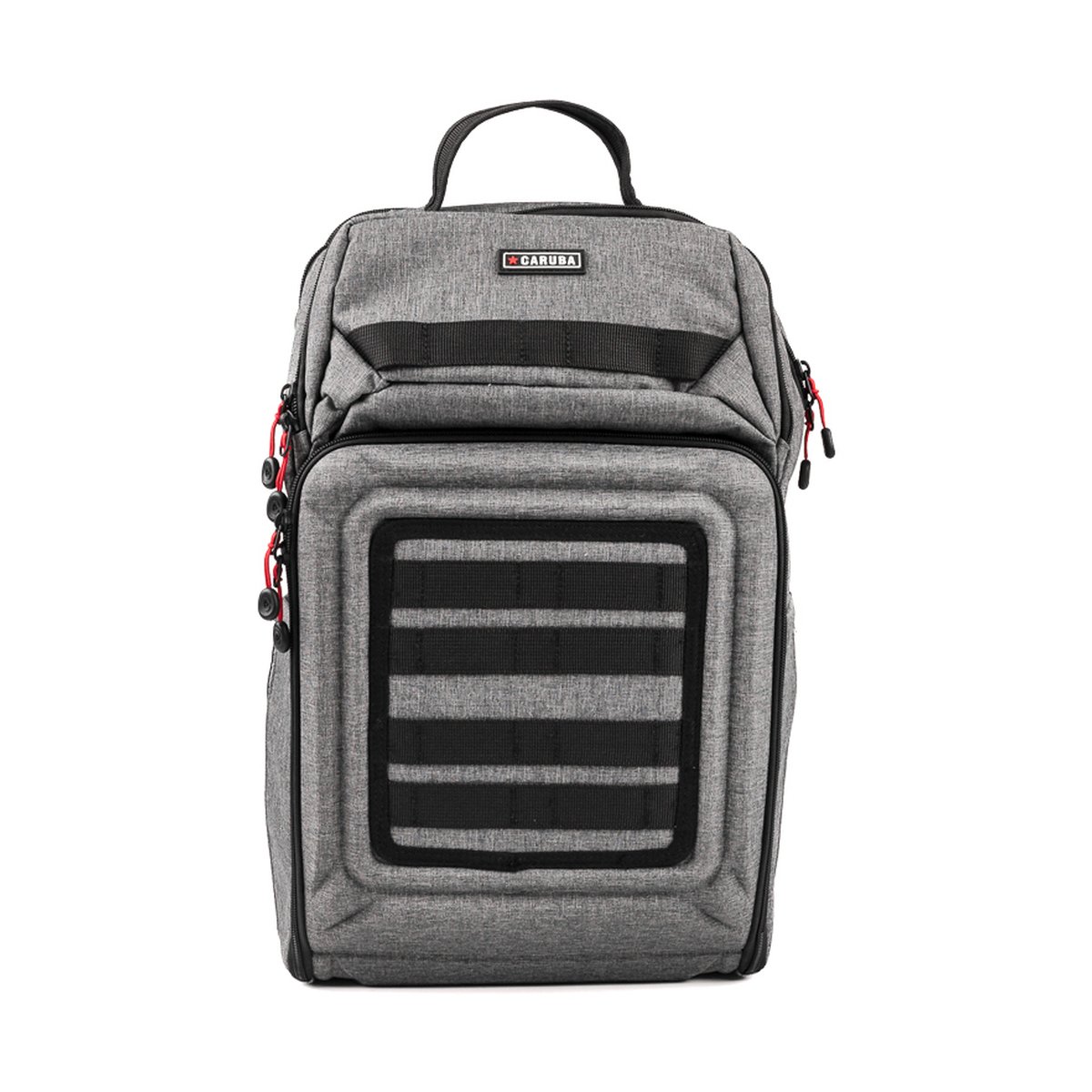 Caruba Skyline 100 Drohnenpack Grau - Frontansicht des grauen GARUBA Rucksacks mit MOLLE-Gurtbandsystem