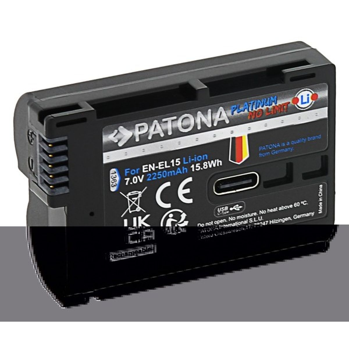 Patona Platinum Akku EN-EL15 mit USB-C Input für Nikon-Kameras