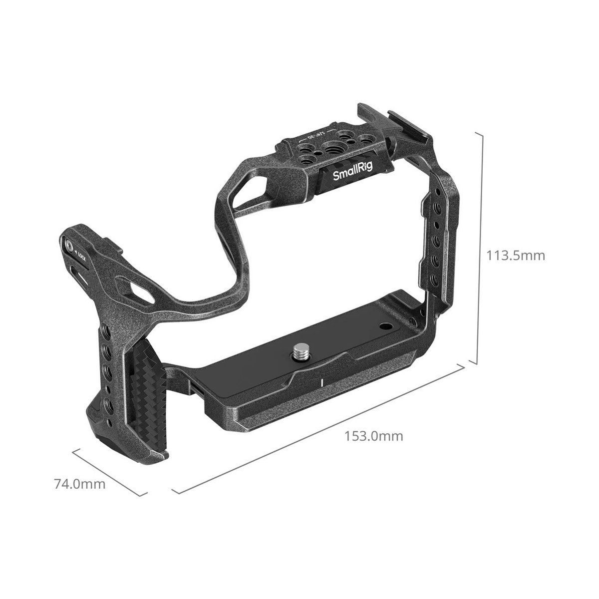SmallRig 4975 Black Mamba Cage f. Canon EOS R5 II - Detailansicht der Abmessungen des SmallRig Kamerakäfigs SmallRig 4975 Black Mamba Cage f. Canon EOS R5 II - Detailansicht der Abmessungen des SmallRig Kamerakäfigs