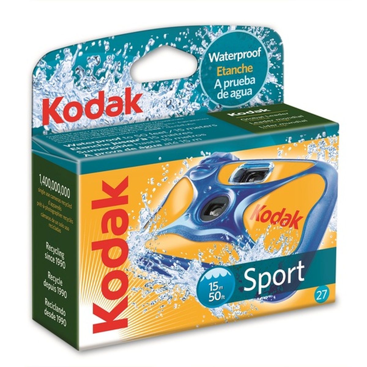 Kodak Sport 27 Aufnahmen ISO 800 Unterwasser-Einwegkamera ohne Blitz Kodak Sport 27 Aufnahmen ISO 800 Unterwasser-Einwegkamera ohne Blitz