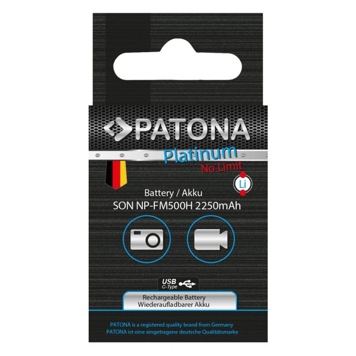 Patona Platinum Akku mit USB-C Input für Sony NP-FM500H