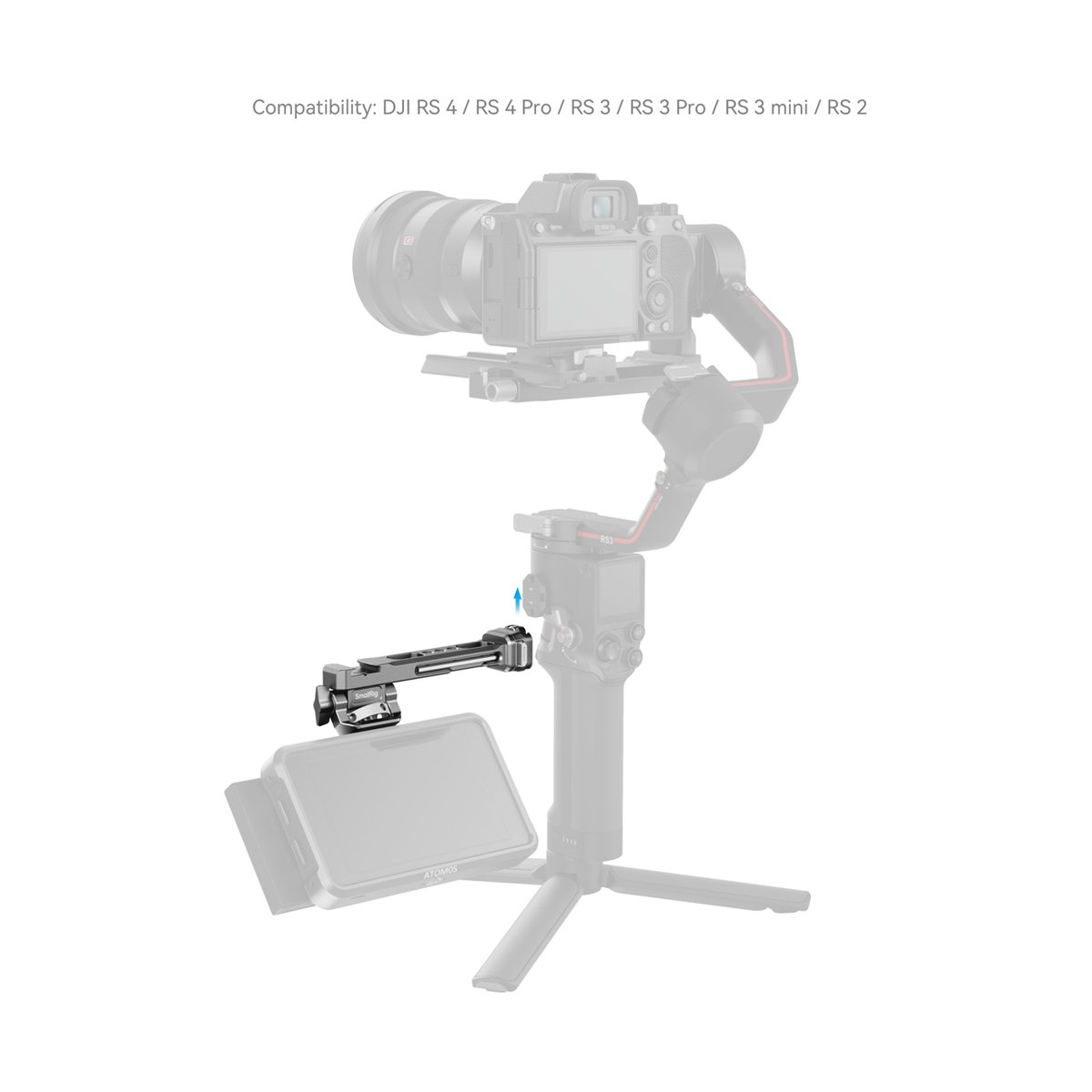SmallRig 4637 HawkLock H21 Monitor Support für DJI Stabilizers - Anwendungsbeispiel Monitorhalter am Gimbal mit Monitor SmallRig 4637 HawkLock H21 Monitor Support für DJI Stabilizers - Anwendungsbeispiel Monitorhalter am Gimbal mit Monitor