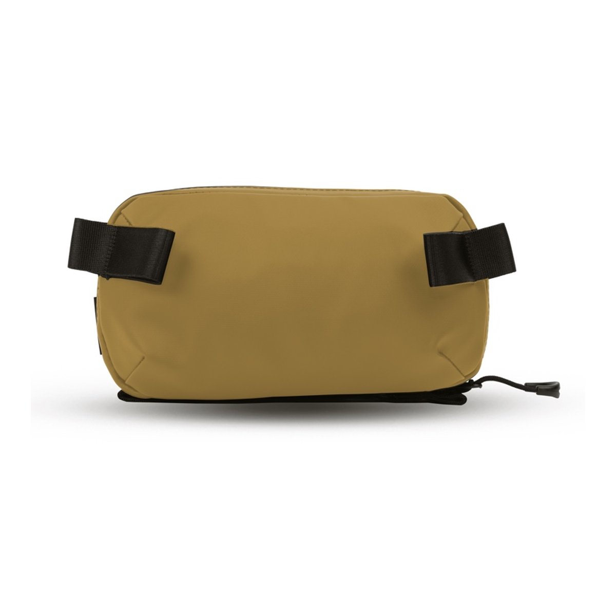WANDRD Tech Bag Small Dallol Yellow - Unterseite der braunen Tasche mit seitlichen Schlaufen