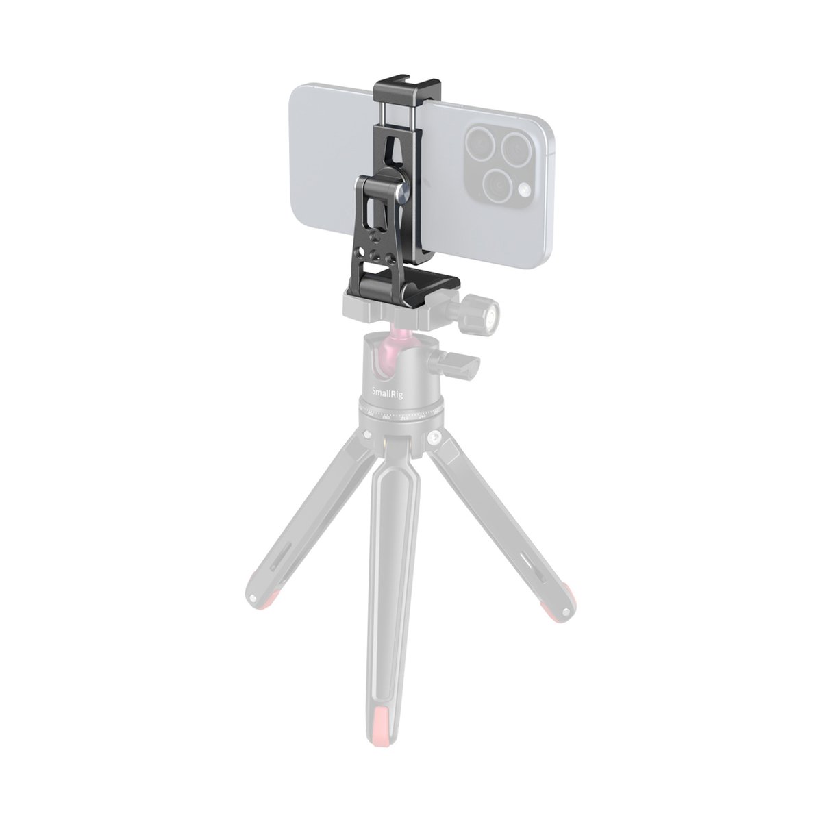 SmallRig 4611 Metal Phone Holder mit Arca Swiss Support - Handyhalterung mit Smartphone auf Stativ montiert, Rückansicht