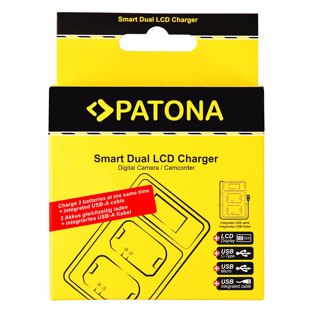 Patona Dual LCD USB Ladegerät Panasonic BLC 12